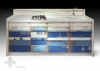 Bancone cucina bar legno vintage progettazione personalizzata