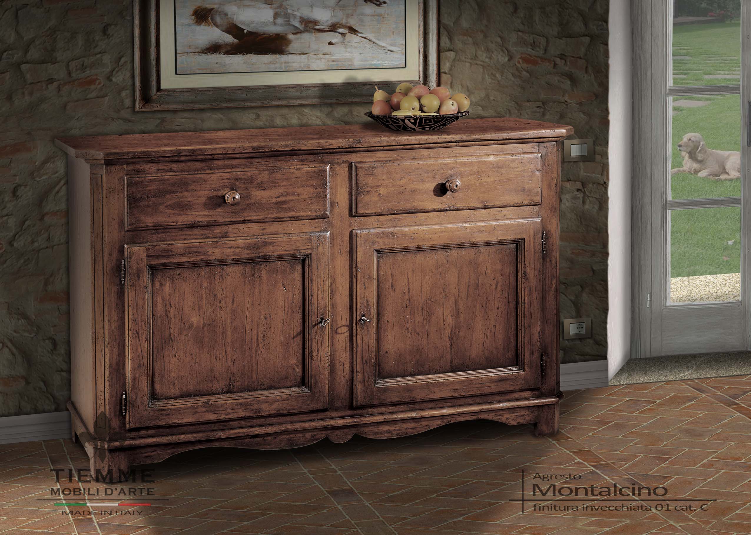Credenza in legno invecchiato Montalcino