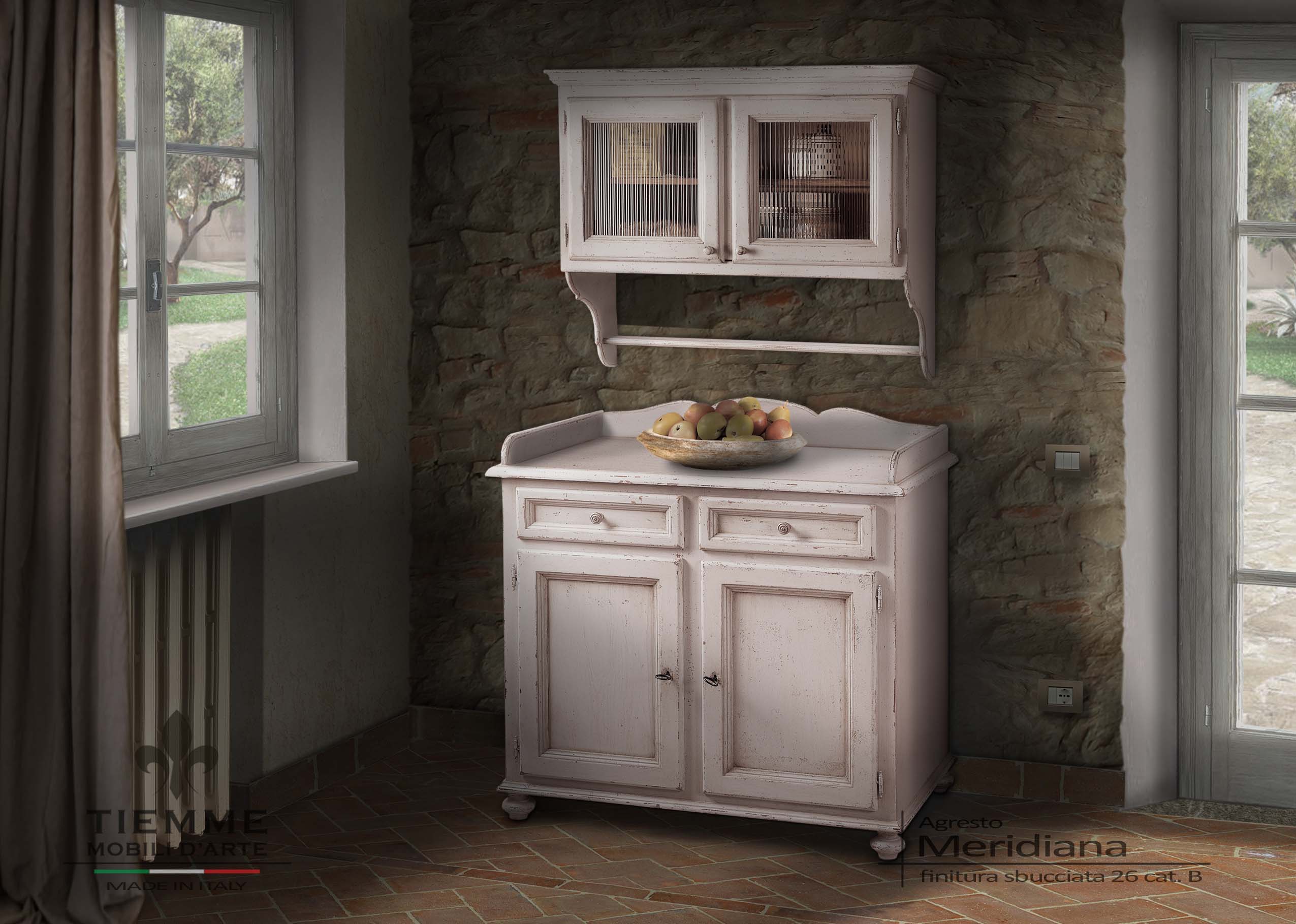 Credenza vintage con pensile a vetri Meridiana