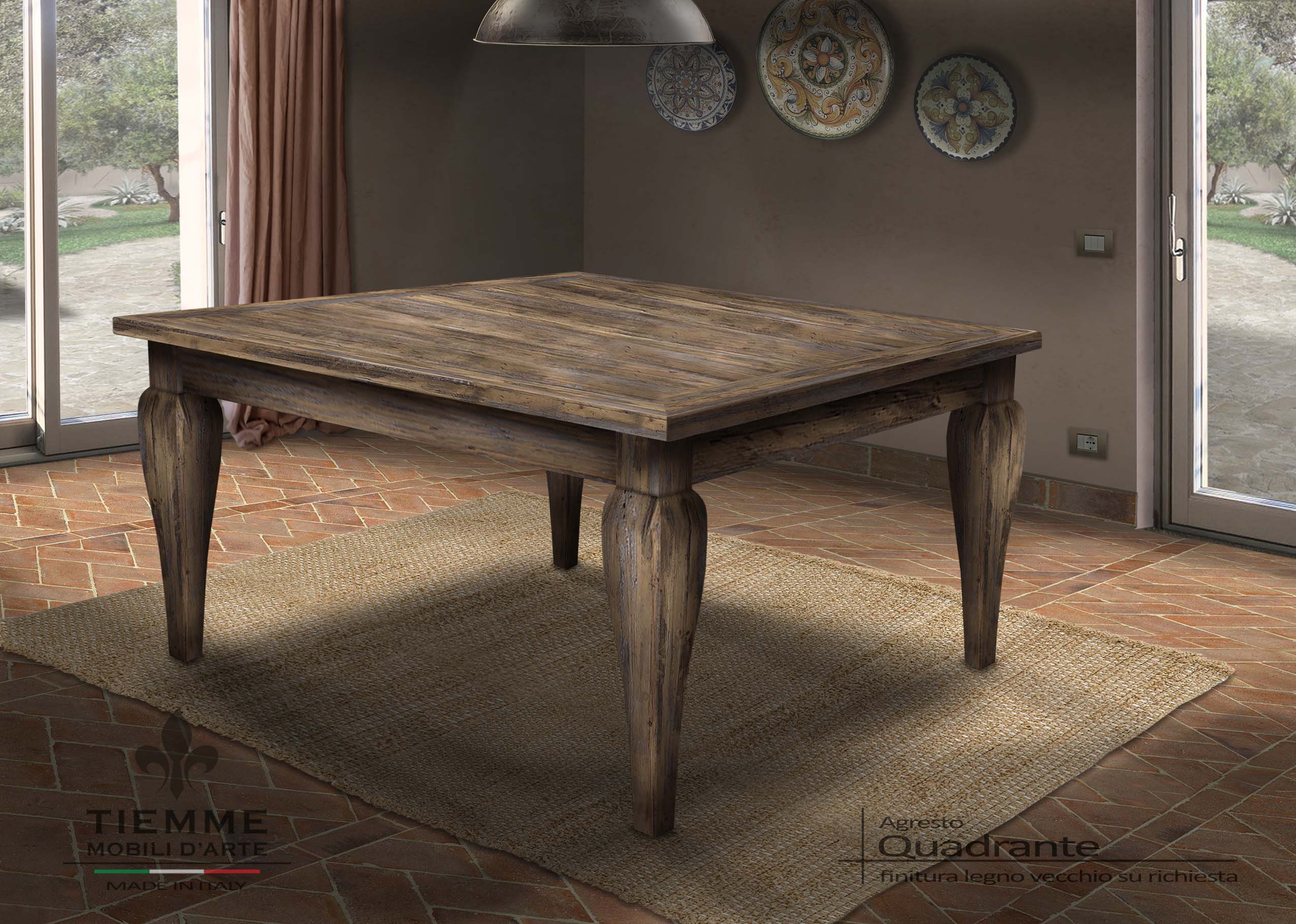 Tavolo da pranzo legno vecchio, Quadrante Tavolo da pranzo in legno vecchio, realizzabile in tutte le misure sia versione quadrato e anche rettangolare.
